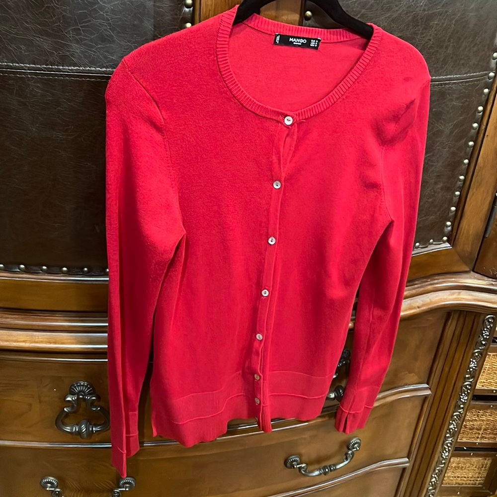Dark red cardigan